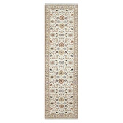 2.6x10.6 Ivory Brown Sultanabad Hand Knotted Wool Runner Rug ( G - 13760 )