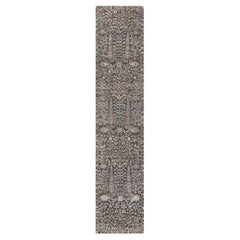 2'6"x11'10" Brown Cypress Tree Design Hand Knotted Wool and Silk Runner Rug