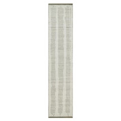 2'6"x11'10" Ivory Flat Weave with Pile Undyed Natural Wool Hand Woven Runner Rug