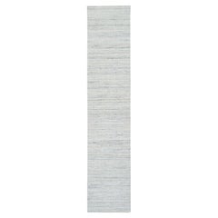 2'6 "x11'10" Elfenbein handgewebte schlichte moderne Striae Design Wolle Läufer Teppich