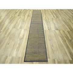 2'6"x11'10" Peanut Brown, 100% Wool, Hand Knotted, Oxidized Grass Design Rug