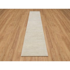 2'6"x11'10" White, Modern, Lori Buft Gabbeh, Pure Wool, Hand Knotted Runner Rug