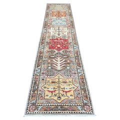 2'6"x11'5" Spanish Gray Caucasian Akstafa Design Hand Knotted All Wool Runner