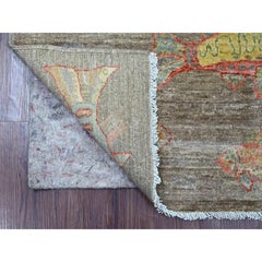2'6"x11'6" Brown Afghan Peshawar Fish Design Hand Knotted Pure Wool Runner Rug