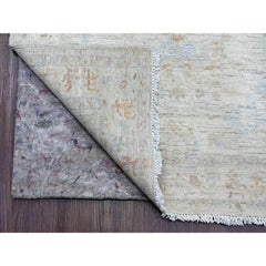 2'6"x11'7" Gray Dragon Design Washed Out Oushak Hand Knotted Wool Runner Rug