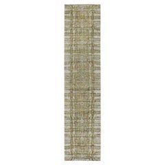 2'6"x11'9" Gray Fine jacquard Modern Wool and Art Silk Runner Hand Loomed Rug