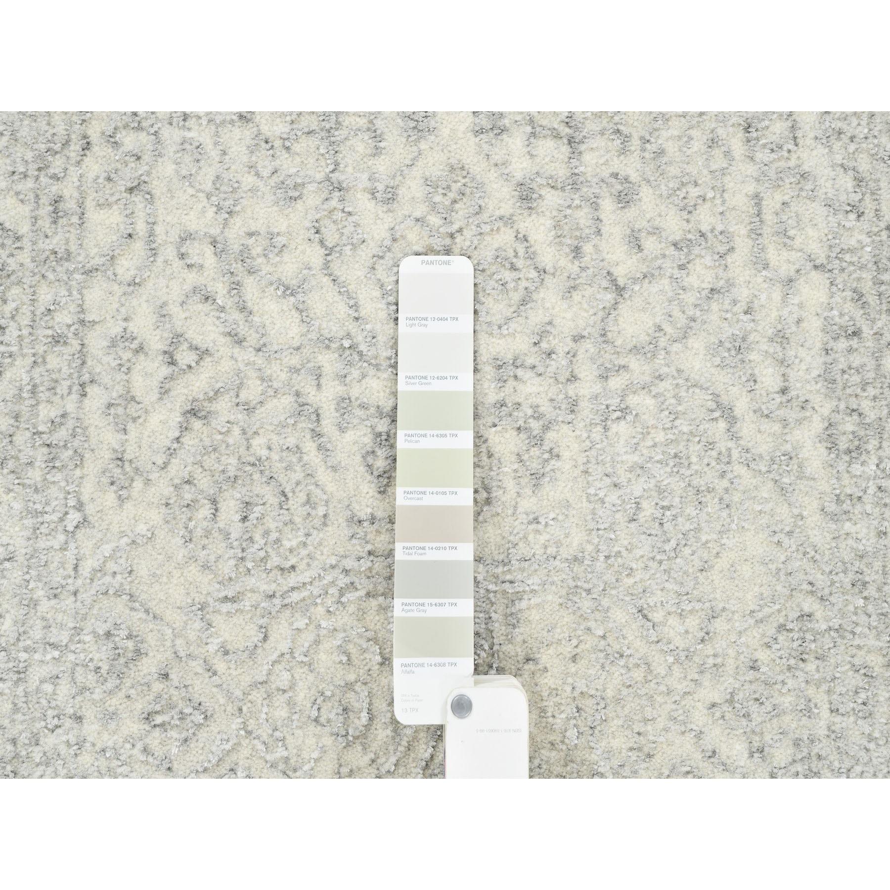 Indiano Tappeto Runner Jacquard beige in lana e seta lavorato a mano 2'6 