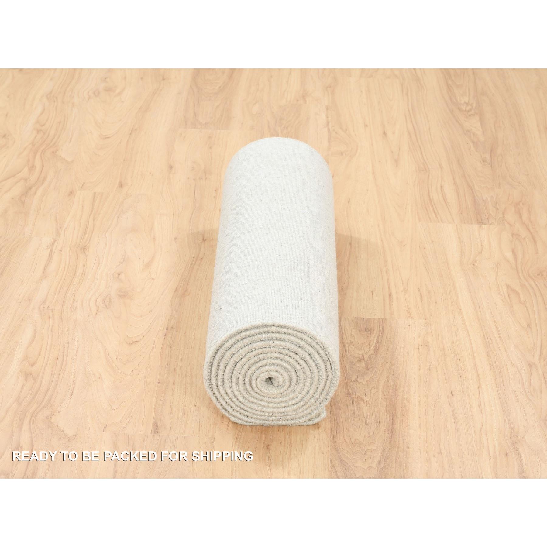 Tappeto Runner Jacquard beige in lana e seta lavorato a mano 2'6 