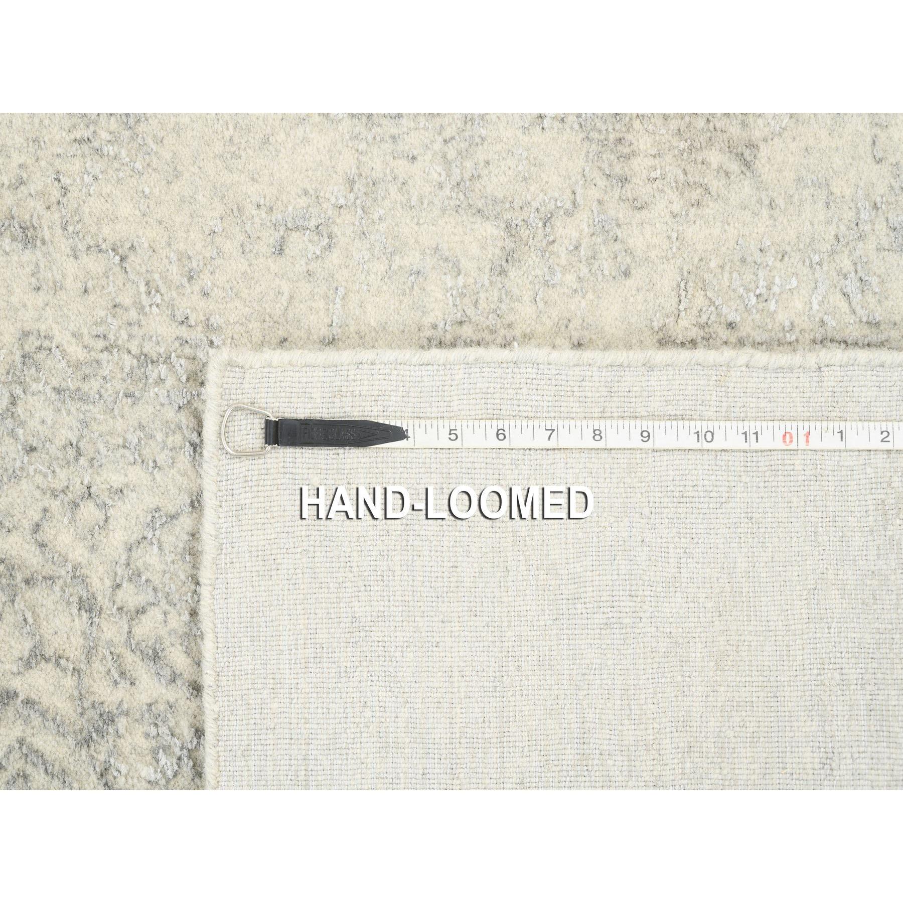 Seta Tappeto Runner Jacquard beige in lana e seta lavorato a mano 2'6 