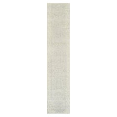 Tappeto Runner Jacquard beige in lana e seta lavorato a mano 2
6 "x12
