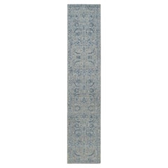 Tappeto Runner grigio con tessitura a mano in lana jacquard fine e seta vegetale 2
6 "x12