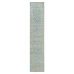 2'6 "x12' Tapis d'Orient Jacquard gris moderne en laine et soie, tissé à la main
