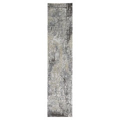 2'6 "x12' Tapis à armure dense en laine grise avec Knots Rugs et Design/One