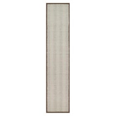 2'6"x12' Ivory Hand Knotted Modern Vertical Stripes Design Pure Wool Runner Rug
