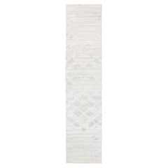 2'6"x12' Ivory Hand Spun Undyed Natural Wool Modern Hand Knotted Runner Rug