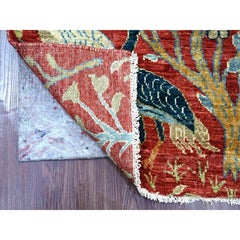 Tappeto Runner in lana rosso annodato a mano Peshawar Birds of Paradise Design/One 2'6 "x12'
