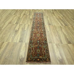 Tappeto orientale Runner in lana neozelandese 2'6 "x12' Red Heriz Design annodato a mano