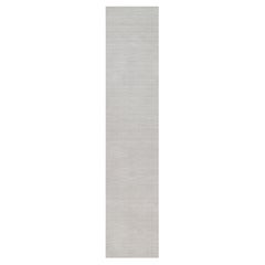 Tappeto da corridoio in poliestere bianco, tessuto a mano, con motivo moderno a striature, 2'6" x 12'