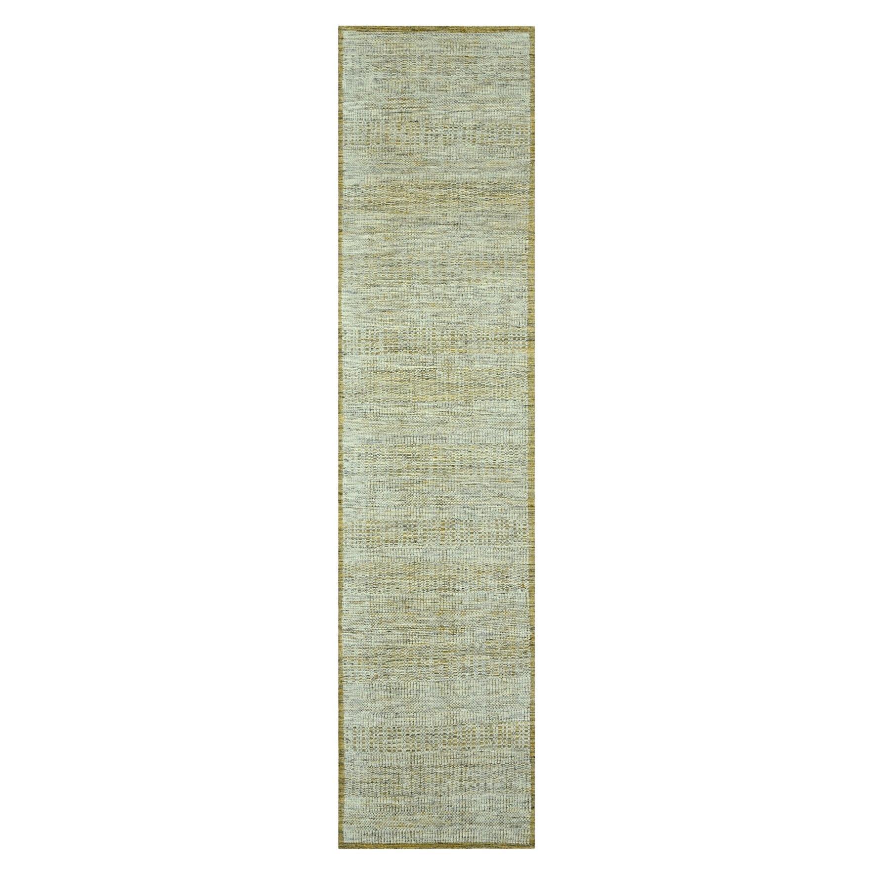 Tappeto Runner 2
6 "x12
 Giallo 100% Lana Distressed e Oxidized Grass Design