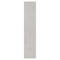 Alfombra de pasillo de poliéster de 2'6" x 12'1", color marfil, tejida a mano, lisa y con diseño moderno «Striae»