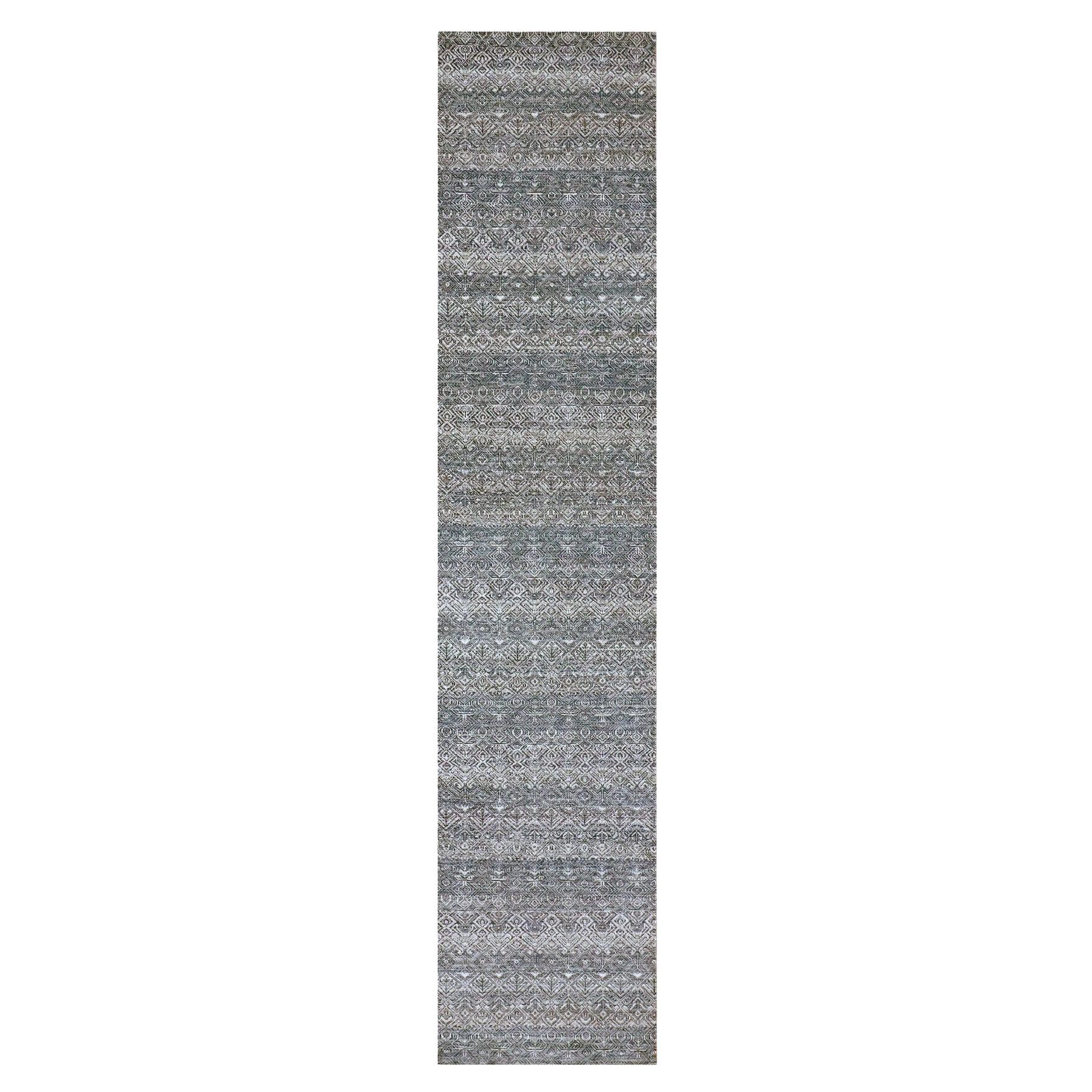 Coventry Gray Hand Knotted Kohinoor Herrita Wool Runner Oriental Rugs 2'6 "x12'2" in vendita