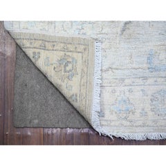 2'6"x12'2" Gray Goose Washed Out Peshawar Wool Hand Knotted Runner Oriental Rug