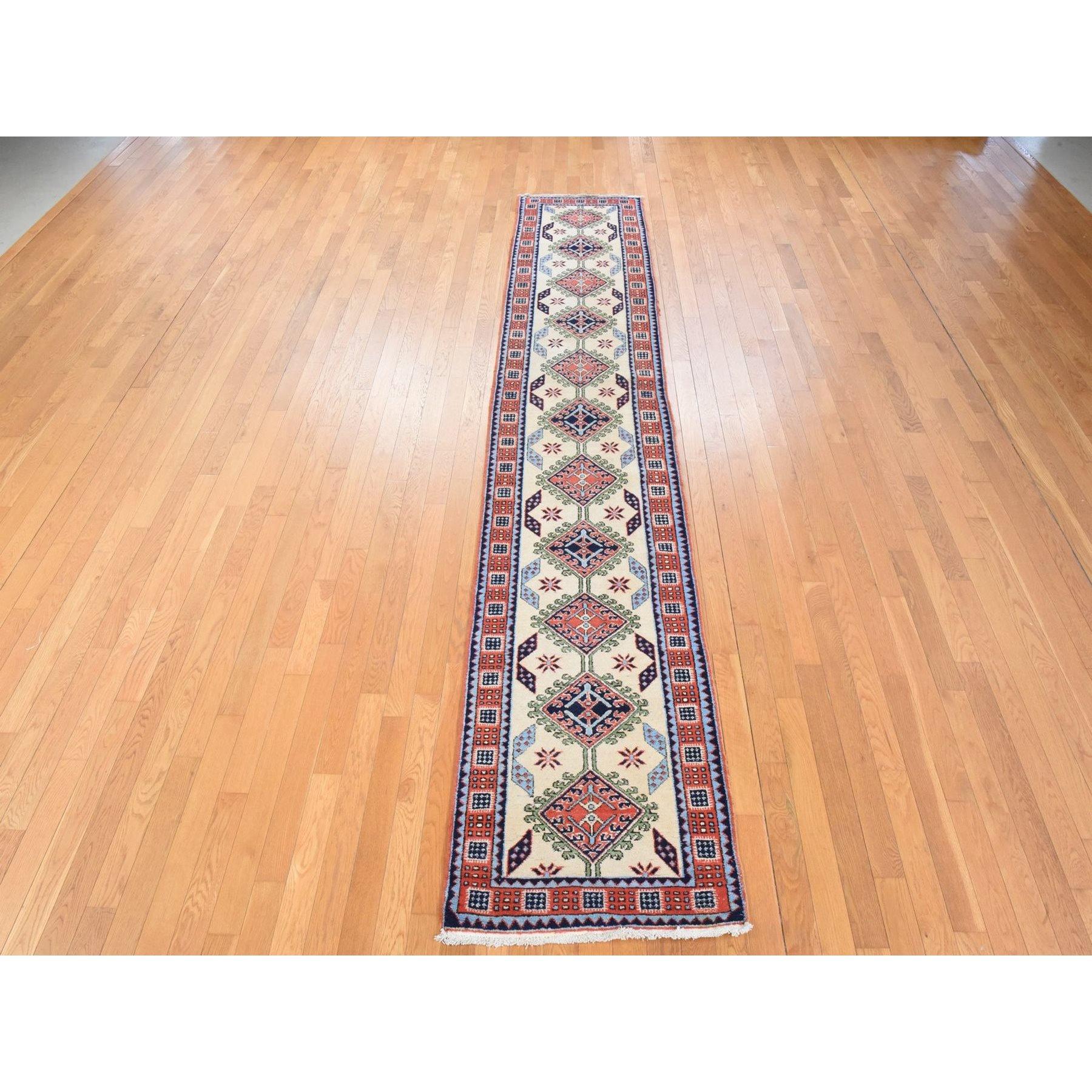 Reed Yellow, Vintage Persian Meshkin, Full Pile and Clean, 100% Wool, Hand Knotted, Runner, Oriental Rug
Primary materials: Wool
Latex: No Pile 
height: 0.25 Inches
Style: Traditional
Primary color: Yellow
Secondary colors: Light Blue, Navy Blue,