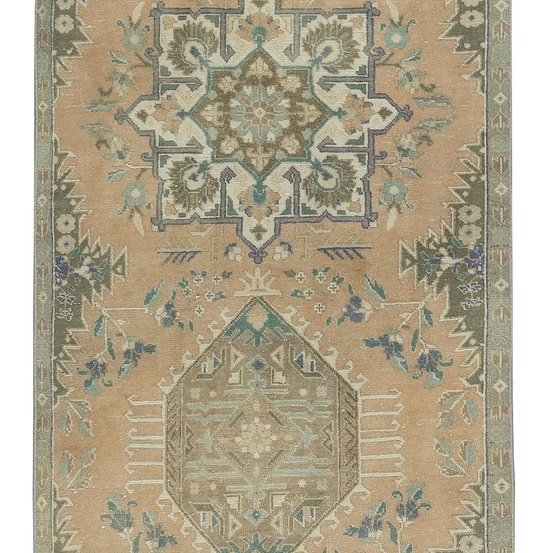 Hand-Knotted 2.6x13.4 Ft Old Kitchen Runner Rug. Hallway Rug. Narrow Stair Rug. Corridor Rug For Sale