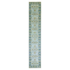 2'6 "x14' Arktisch Blau Wolle Handgeknüpft Shah Abbas Design Läufer Orientteppich
