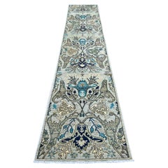 2'6 "x14' Grauer Bijar Garus Design Aryana Grade Handgeknüpfter Läufer aus reiner Wolle