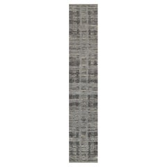 2'6"x14' Gray Modern Criss Cross Erased Design Hand Knotted Wool Runner Rug