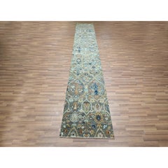 2'6"x14' Green Trellis Garden Design Agra Hand Knotted Wool Runner Oriental Rug