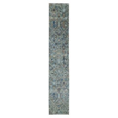 2'6"x14' Green Trellis Garden Design Agra Hand Knotted Wool Runner Oriental Rug