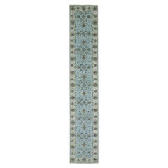 2'6 "x14' Reverie Blue Wool Hand Knotsted Shah Abbas Pattern Runner Tapis d'Orient