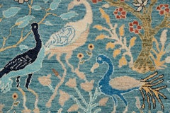 2.6x15 Ft Blue Birds Peacock Tree Garden Hand Knotted Wool Rug ( JC-12780 )