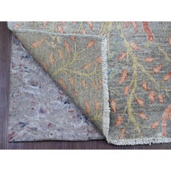 2'6"x15'7" Gray Afghan Peshawar Birds Design Soft Wool Hand Knotted Runner Rug