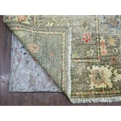 2'6"x15'8" Brown Afghan Angora Oushak Hand Knotted Pure Wool Runner Oriental Rug