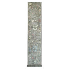 2'6"x15'8" Brown Afghan Angora Oushak Hand Knotted Pure Wool Runner Oriental Rug
