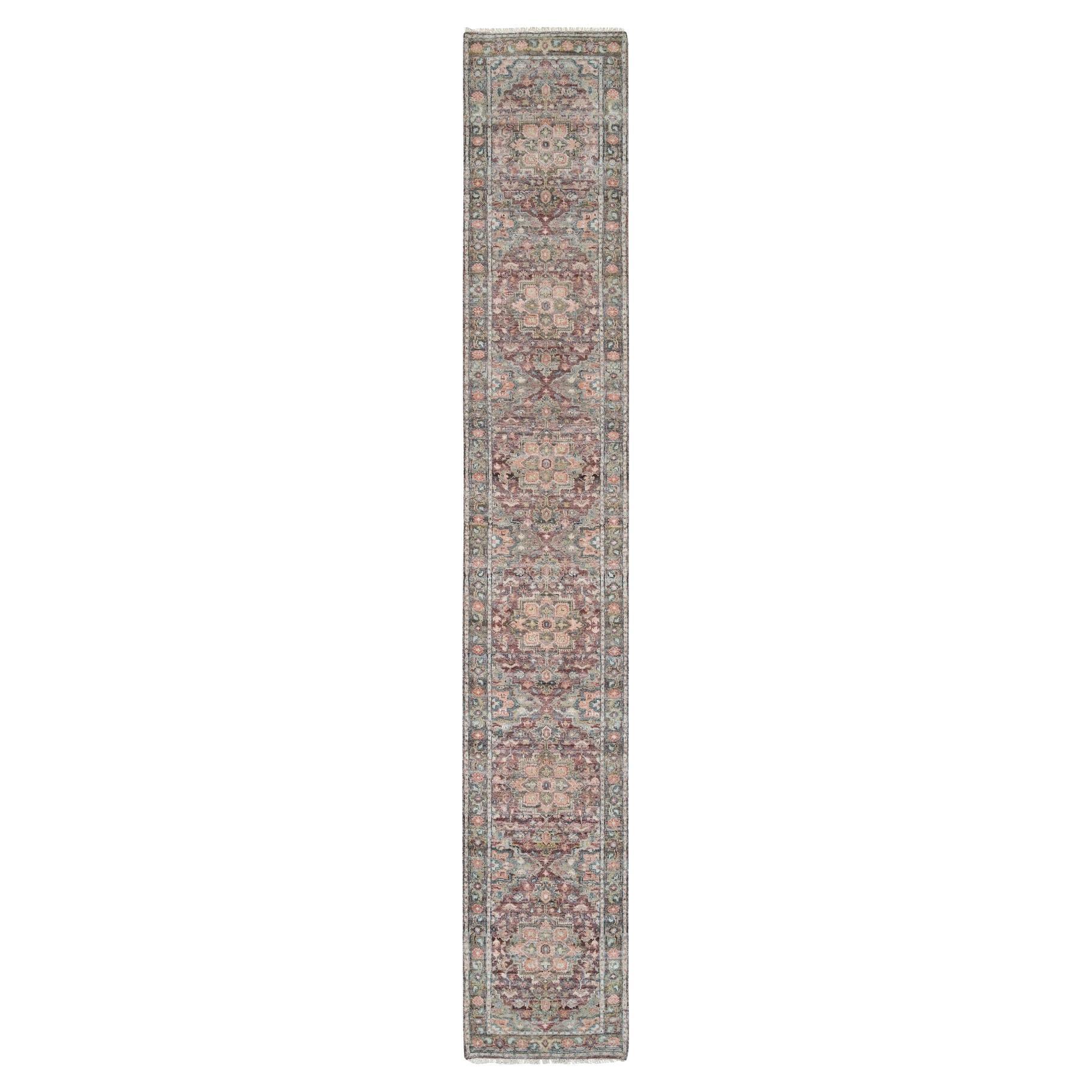 2'6"x15'8" Red Pure Wool Heriz Revival Hand Knotted XL Runner Oriental Rug