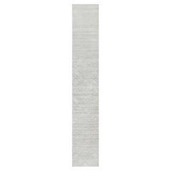 2'6"x15'9" Gray Undyed Natural Wool Hand Knotted Modern Runner Orinetal Rug