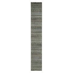 2'6"x16' Green Tone on Tone Hand Knotted Kohinoor Herat Pattern Wool Runner Rug