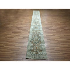 2'6 "x16' Pistaziengrün Handgeknüpftes Mamluke Design Reine Wolle XL Läufer Teppich