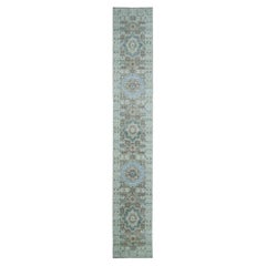 2'6 "x16' Pistaziengrün Handgeknüpftes Mamluke Design Reine Wolle XL Läufer Teppich