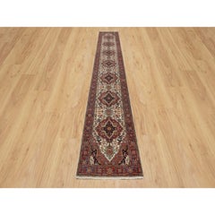 2'6 "x16'1" Elfenbein Wolle Heris Re-Creation Große Motive Hand Knotted XL Läufer Teppich