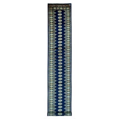 Tappeto Runner in lana annodato a mano 2'6 "x16'10" blu notte Mori Bokara Tribal Design