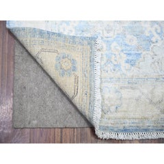 2'6"x16'2" Blue Wool Peshawar with Faded Design Hand Knotted XL Runner Rug