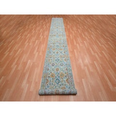 2'6"x17'10" Beau Blue Sultanabad Reimagined Hand Knotted Pure Wool XL Runner Rug