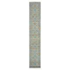 2
6 "x17
10" Beau Blue Sultanabad Reimagined Hand Knotted Pure Wool XL Runner Rug