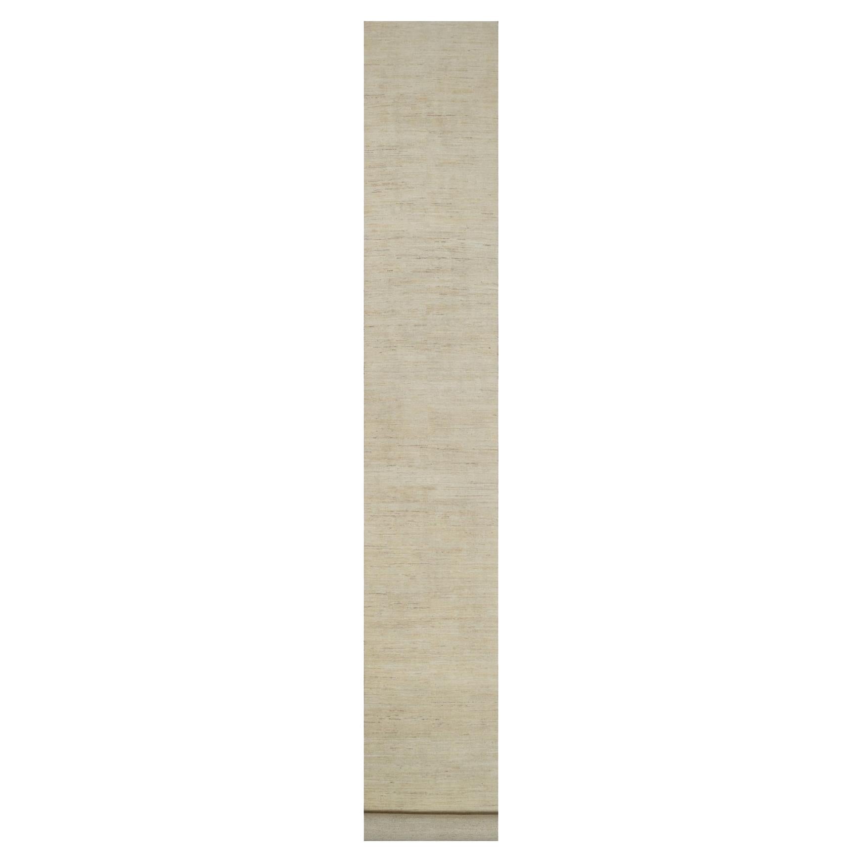 2'6"x17'8" White Modern Plain Design Lori Buft Hand Knotted Wool XL Runner Rug