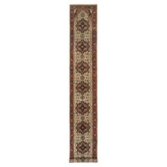 2'6"x18' Ivory Wool Heriz Re-Creation Hand Knotted XL Runner Oriental Rug